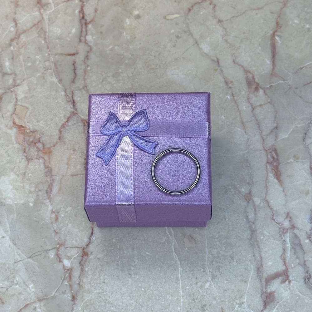Silver Ring with Purple Gift Box